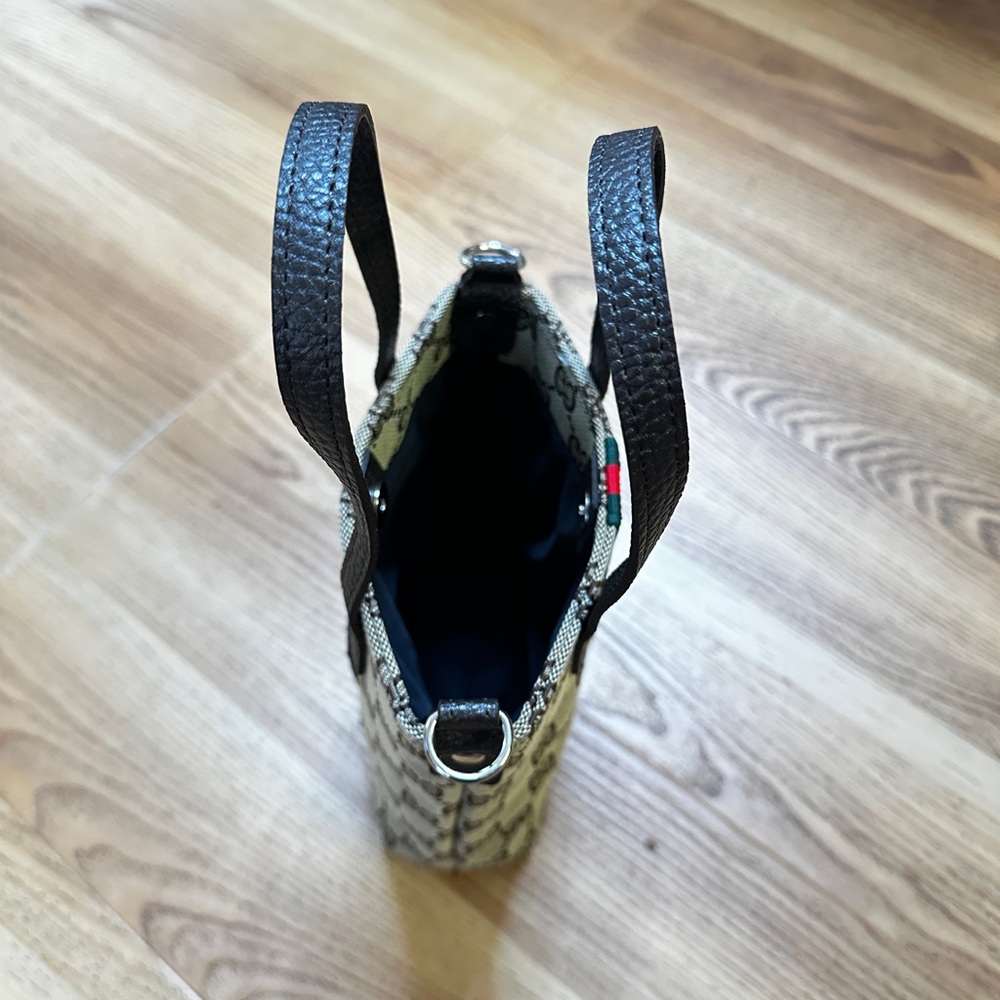 Gucci Beige Mini Tote with Black and Green Stripes - Picture 4 of 5